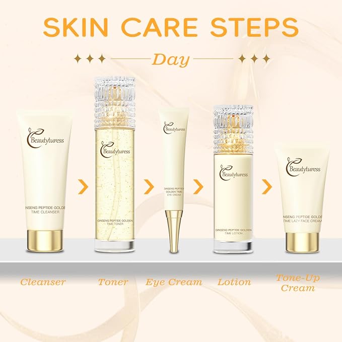 10PCS Ginseng Extract Skincare Set, Including Cleanser, Toner, Lotion, Serum, Eye Cream, Face Cream, And Tone-Up Cream, Hydration And Firming, Anti-Aging And Wrinkle, Daily Routine.