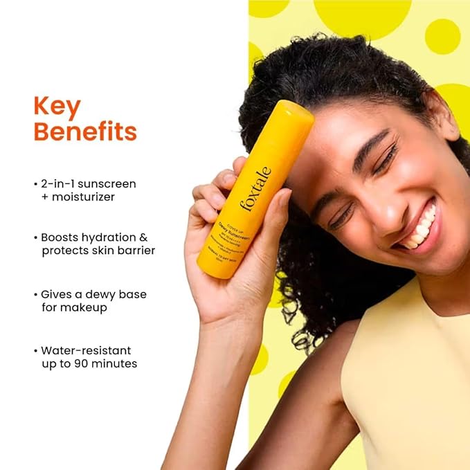 Foxytale's Dewy Sunscreen with Niacinamide, Provitamin B5, Vitamin E, SPF 70 PA++++, 50ml