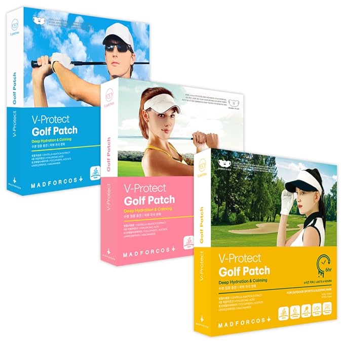 V-Protect Golf Sunscreen Patch for Golf & Outdoor Sports – UV Protection, Hydrating & Cooling Face Patches | 10 Count (Medium Size)