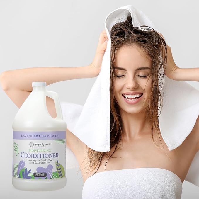 Ginger Lily Farms Botanicals Moisturizing Conditioner for Dry Hair, 100% Vegan & Cruelty-Free, Lavender Chamomile Scent, 1 Gallon (Pack of 4)