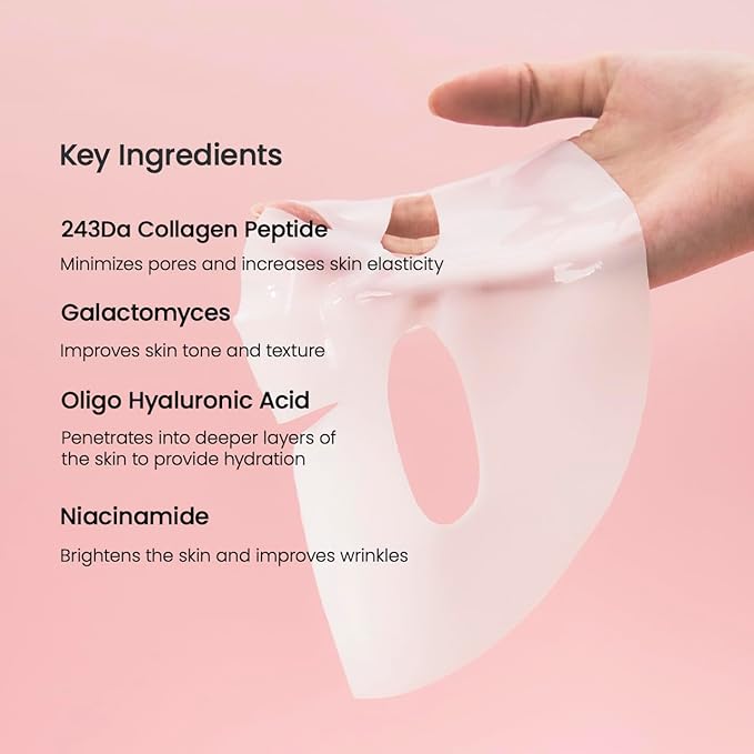 BIODANCE Collagen Pink Glow Trio: Collagen Real Deep Mask & Toner Pads & Peptide Serum for Plumping Hydration, Firming, Korean Skin Care, Skin Care Set