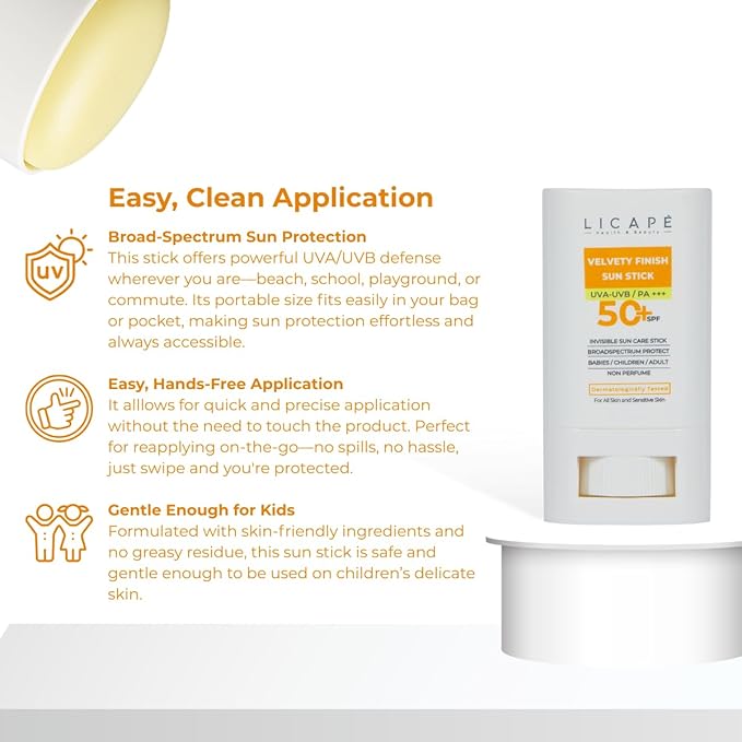 LICAPE® Sunscreen Stick SPF 50 – Water-Resistant, Lightweight Sun Protection for All Ages – 18ml Face & Body Skin Care