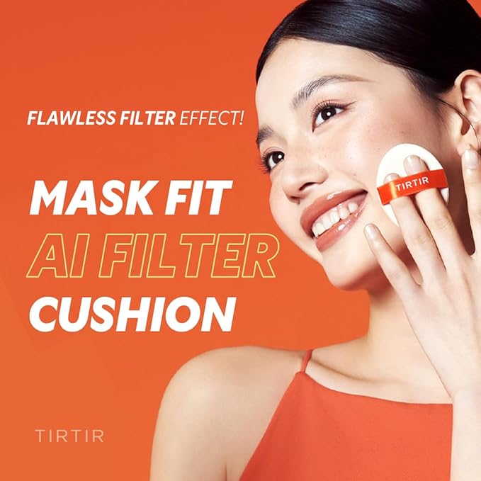 TIRTIR Mask Fit Ai Filter Cushion Foundation | AI-Like Semi-Matte Finish - Up to 72-Hour Medium to Full Coverage Korean BB Cushion Make up Beauty, #49N Deep Chestnut, 0.63 Fl Oz