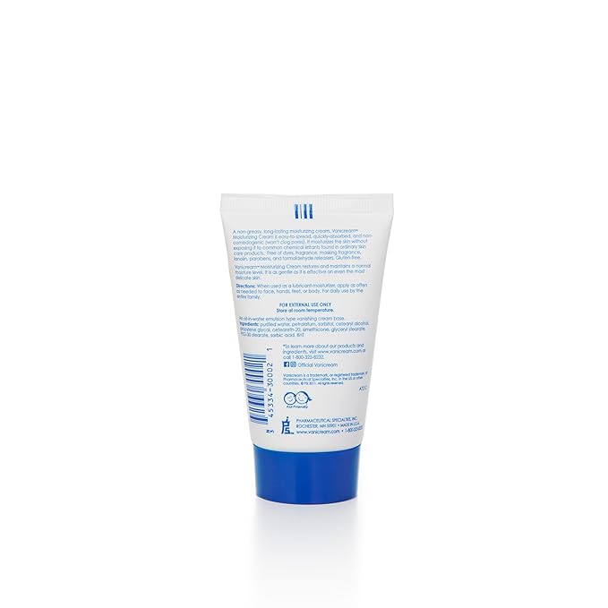 Vanicream Moisturizing Skin Cream for Sensitive Skin, Soothes Red, Irritated, Cracked or Itchy Skin, Dye Free, Fragrance Free, Preservative Free, Dermatologist Tested, 2 Ounce (Pack of 1)