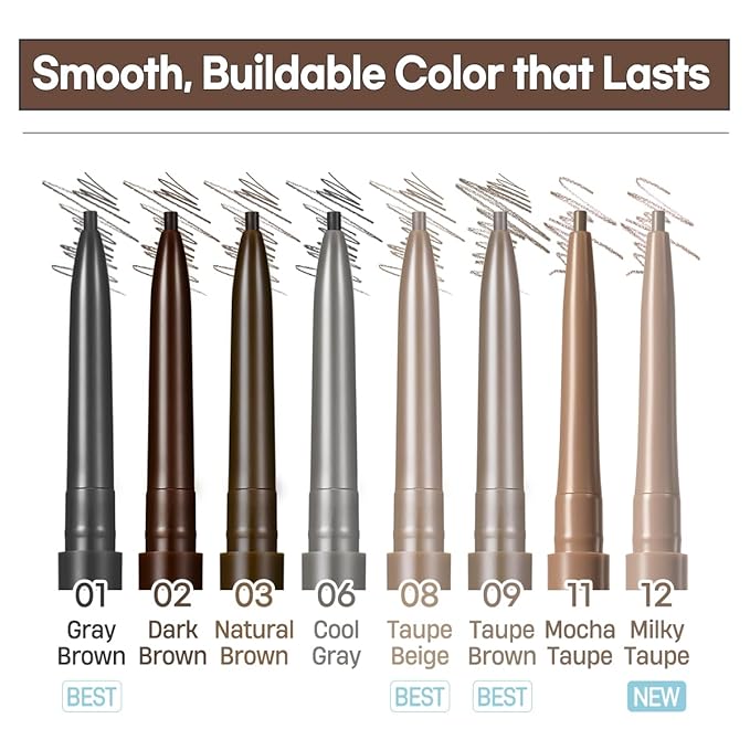 PERIPERA Speedy Skinny Brow (02 Dark Brown),1.5mm Precise Eyebrow Pencil, Dual-Sided Fine Tip Shades, Define Fills Brow Make up, K Beauty, Korean Make-up