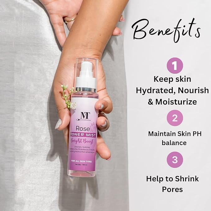 BEMT Rose Water Face Mist – Hydrating & Refreshing Toner Spray for All Skin Types | Natural Rose Fragrance, Gentle Daily Mist (100 ml)