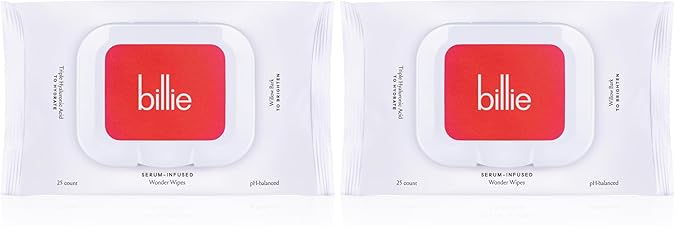 Billie - Wonder Wipes - Makeup-Removing Face Wipes - With Hyaluronic Acid and Witch Hazel -,Packaging may vary,25 Count (Pack of 2)