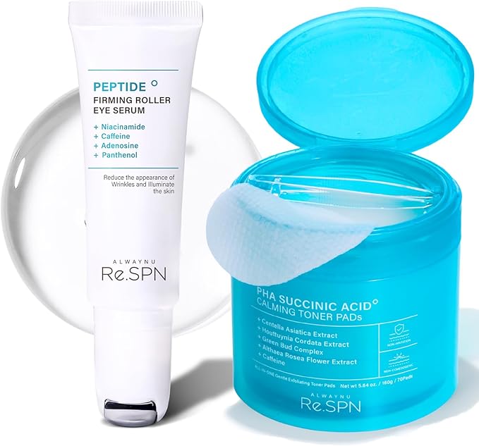 Re.SPN PHA Succinic Acid Calming Toner Pads + Re.SPN Peptide Firming Roller Eye Serum