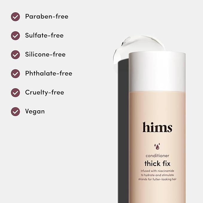 hims Thick Fix Thickening Conditioner - Made with Panthenol & Niacinamide - Lightweight, Moisturizing Conditioner - Paraben-Free, Sulfate-Free, Vegan - Eucalyptus Grove Scent - 6.4 Fl Oz, 2 Pack