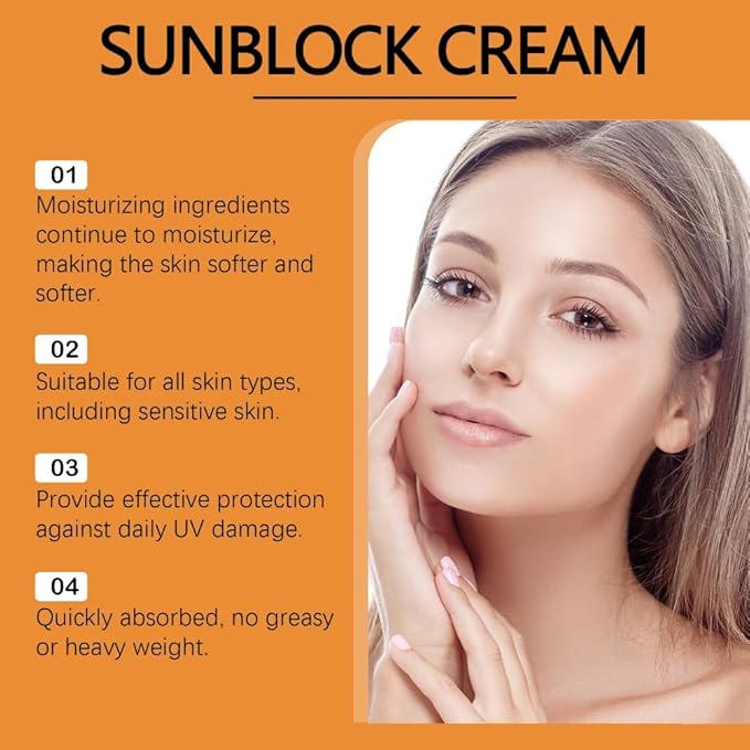 2PCS Facial Body Sunscreen SPF50 Whitening Sun Cream Broad Spectrum UV Protection Hydrating Anti-Aging Sunblock Skin Protective Cream