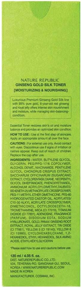 NATURE REPUBLIC Ginseng Gold Silk Toner 4.05 fl. Oz