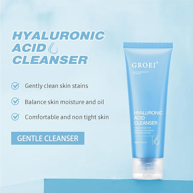 Hydrating Hyaluronic Acid Facial Cleanser for Women - Gentle Oil Cleanser for Face, Korean Skincare Formula, Deep Pore Cleansing, Moisturizing & Refreshing, 120g/4.23oz