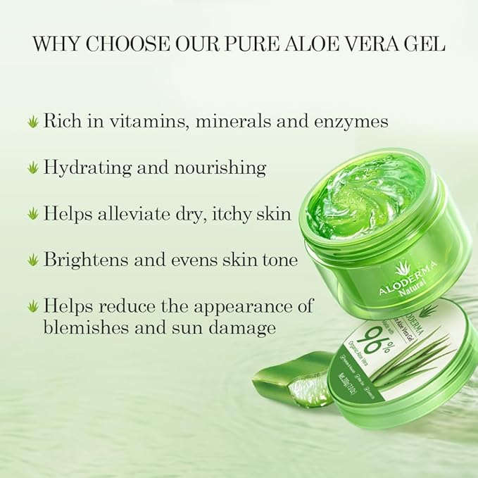Aloderma Aloe Vera Gel Made within 12 Hours of Harvest with 96% Pure Organic Aloe Vera for Skin, Scalp, & Hair, Soothing Aloe Face Moisturizer, Multipurpose, Hydrating Aloe Gel, 7oz, 6-Pack
