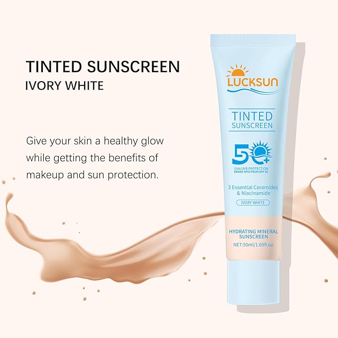 Tinted Sunscreen for Face, SPF 50 2 Pack - Face Sunscreen Lotion,UV Defense, Moisturizing, Travel Size, Light (50ML)