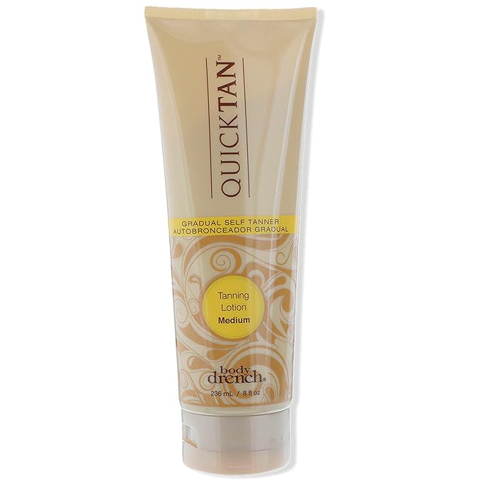 Body Drench Quick Tan Self Tanner Body Lotion – Sunless Tanning Lotion for Women, Natural-Looking Self Tan, Medium, 8 fl oz