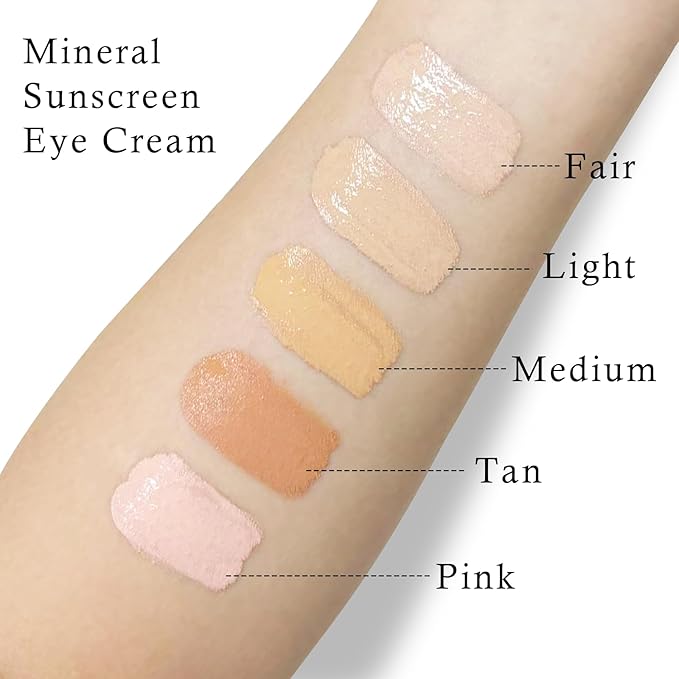 Mineral Sunscreen Eye Cream, SPF 35 3-in-1 Anti-Aging Sunscreen Under Eye Corrector for Smooth Eyelines Cover Dark Circle, Fine Lines Puffiness and Bags-01 Light