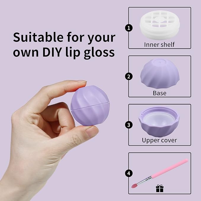 longway 0.24Oz (7ml) Empty Lip Balm Sphere Containers | Screw Cap Lipstick Tubes/Chapstick Tubes/Chapstick Holder for Lip Gloss & BPA FREE (Pack of 10 (Light Purple)