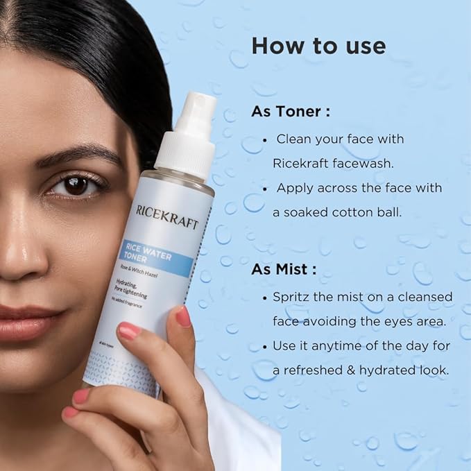 DK Refreshing Rice Water Toner | Korean Face Toner Plus Mist for Glowing Skin| Hydrating and Pore Tightening| for Men and Women| All Skin Types |100ml