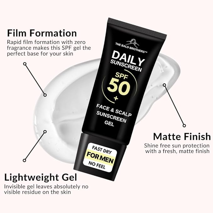 Daily Scalp Sunscreen Fragrance Free - SPF 50+ | Bald Head Care for Men | Everyday Face & Scalp Care | Matte, No Grease, Vegan | The Bald Brothers