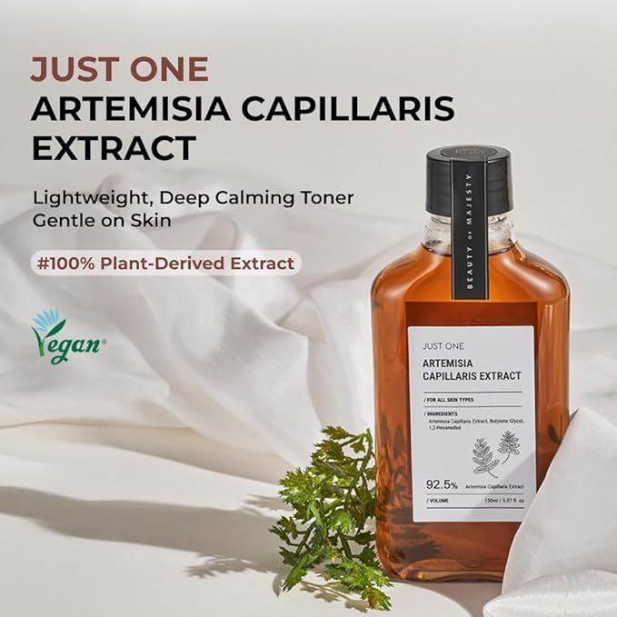 BOM Cosmetics Just One Artemisia Capillaris Extract 5.07 Fl. Oz, Facial Toner with 100% Herbal Extract, Soothes Redness, Strengthens Skin, Purifies & Nourishes, Vegan, Korean Skincare
