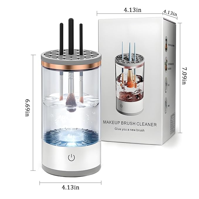 Electric Makeup Brush Cleaner Machine,Rechargeable Electric Cleaning,Automatic Quick and Efficient,for Deep Cleaning Of All Types Of Brushes,Suitable for Makeup Enthusiasts(Transparent)