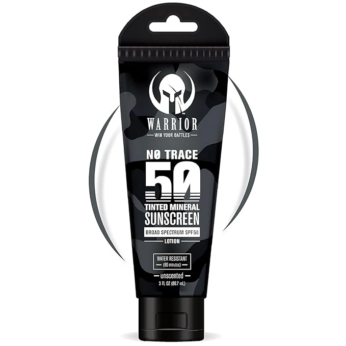 WARRIOR - WIN YOUR BATTLES- SPF 50 Tinted Sunscreen for Face - Zinc and Titanium Tinted Moisturizer with SPF - Water Resistant, Non-Toxic Tinted Sunscreen Lotion for Sensitive Skin - 3 Fl. Oz