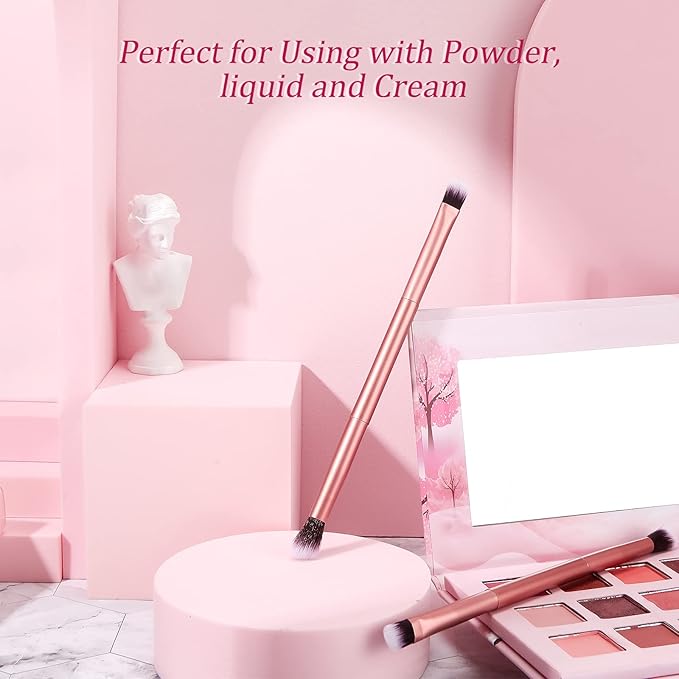 24 Pcs Eyeshadow Smudge Brush 2 in 1 Eyeshadow Double Ended Concealer Brush Under Eye Small Soft Firm Pointed Foundation Makeup Applicator for Blending Eye Shadow Liner(Rose Gold)
