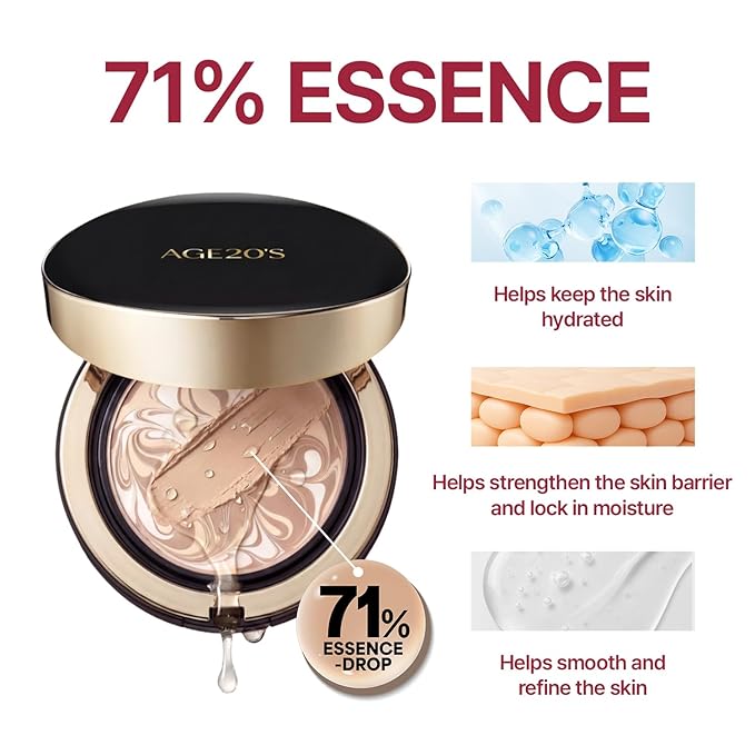 [MINI SIZE] AGE20'S Signature Essence Pact | 27W | Vegan Korean Cushion Foundation | Pack of 1 | Cream Foundation, Dewy & Glow Finish, Natural Coverage, SPF 50+ | 0.14 oz