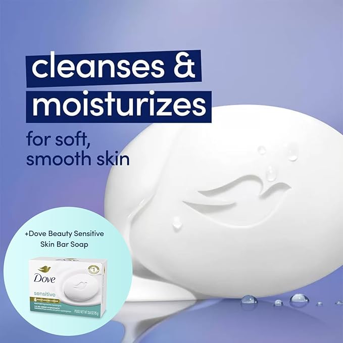 Dove Beauty Bar Soap Variety 8-Pack – Sensitive Skin, Fragrance-Free + Original, with Moisturizing Cream, 2.6 Oz Ea