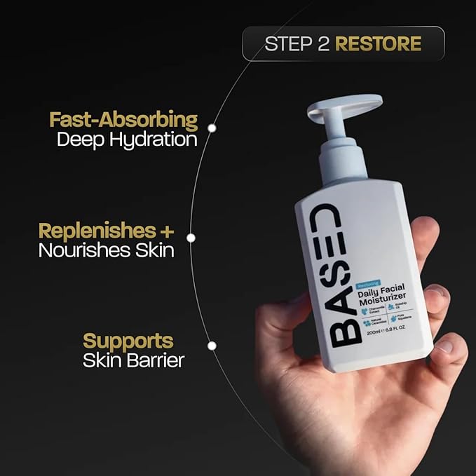 BASED Daily Skincare Duo | Purifying Face Wash + Restoring Moisturizer | Built For All Skin Types | High-Performance Ingredients | Hormone Safe - No Endocrine Disruptors