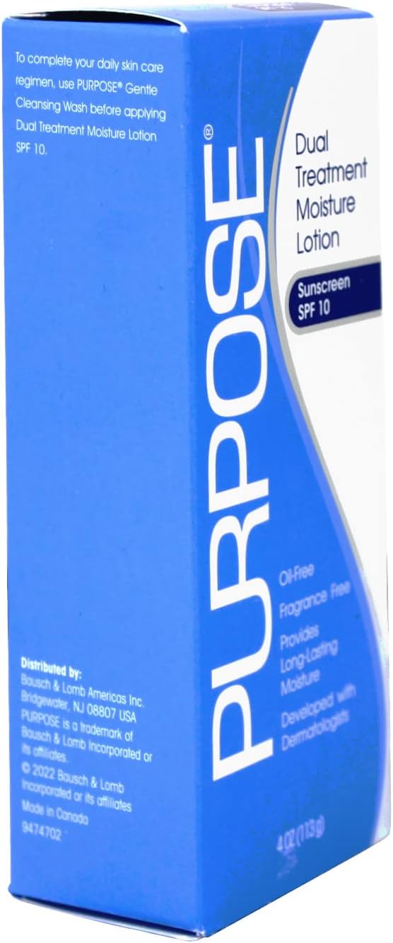 Purpose Dual Treatment Moisture Lotion with SPF 10 – Oil-Free, Fragrance-Free Daily Moisturizer for Sensitive Skin - 4 Fluid Oz. (Pack of 3)