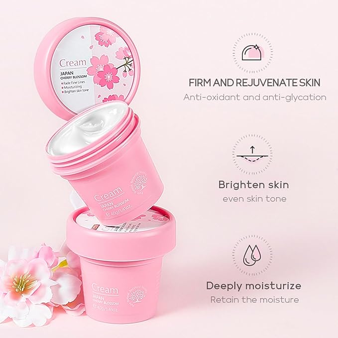 Sakura Face Care Set for Women, 17Pcs Moisturizing Skin Care Set Include Sakura Cream, Cleanser, Serum, Toner, Eye Cream, Lip Mask, Mud Mask, Sleeping Mask, Skin Care Routine for Daily Beauty Care