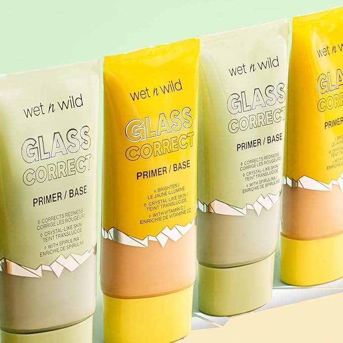 wet n wild Prime Focus Glass Skin Correct Primer, Bright Crystal Finish, Yellow (Pack of 2)