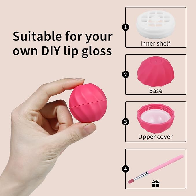 longway 0.24Oz (7ml) Empty Lip Balm Sphere Containers | Screw Cap Lipstick Tubes/Chapstick Tubes/Chapstick Holder for Lip Gloss & BPA FREE (Rose)