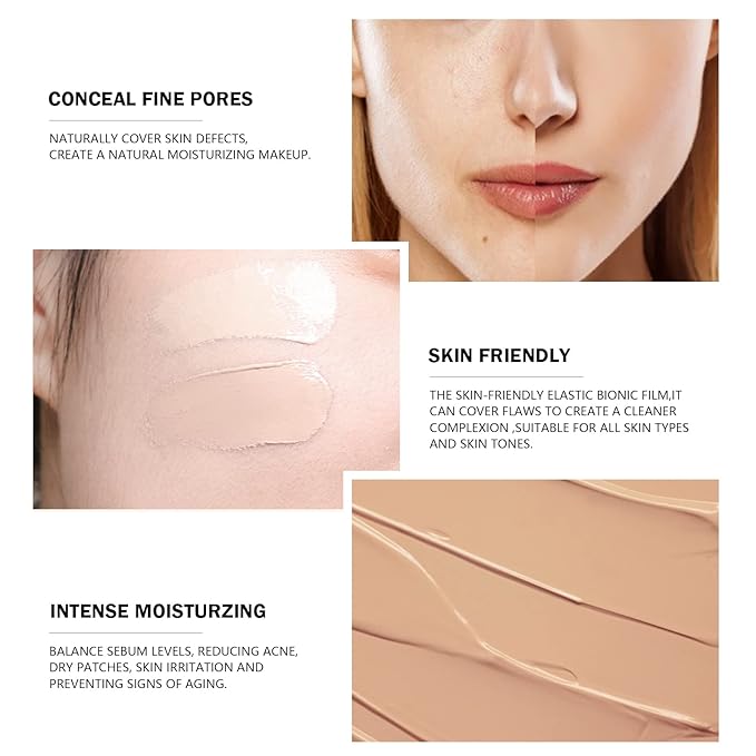 KYDA Mushroom Head Air Cushion BB Cream,Concealer Lasting Nude Makeup Moisturizing Pigment CC Liquid Foundation, Even Skin Tone Makeup Base Primer-Natural