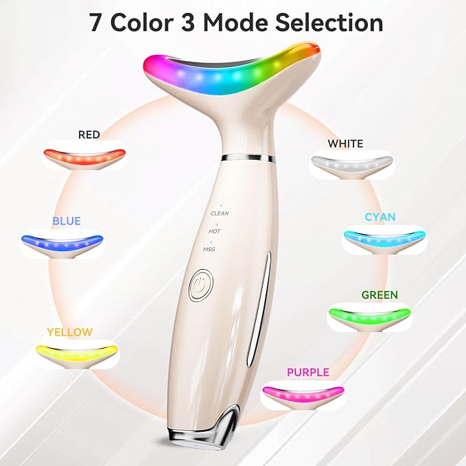 7 Color Facial Neck Device, Portable Facial Massager, Face Sculpting Tool for Skin Care with Vibration, Thermal