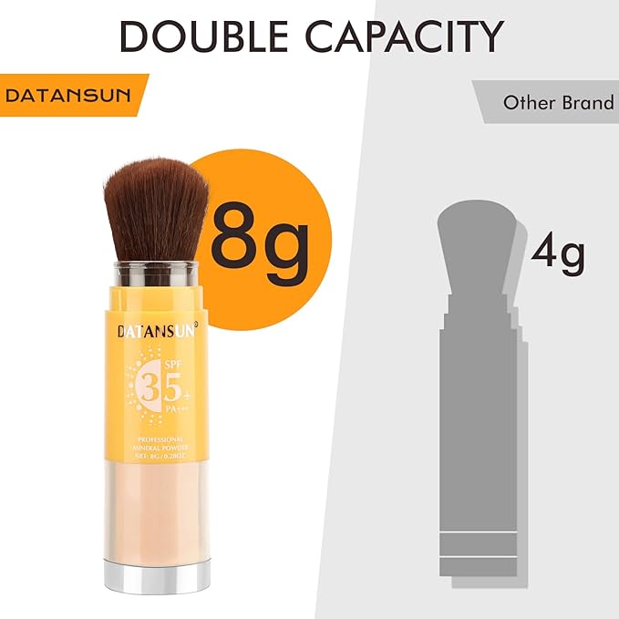 2 IN 1 Powder Sunscreen For Face【SPF 35】【Oil Control】【Lightweight】Matte Finish Mineral Sunscreen Setting Powder For All Skin, 05-Glitter Medium