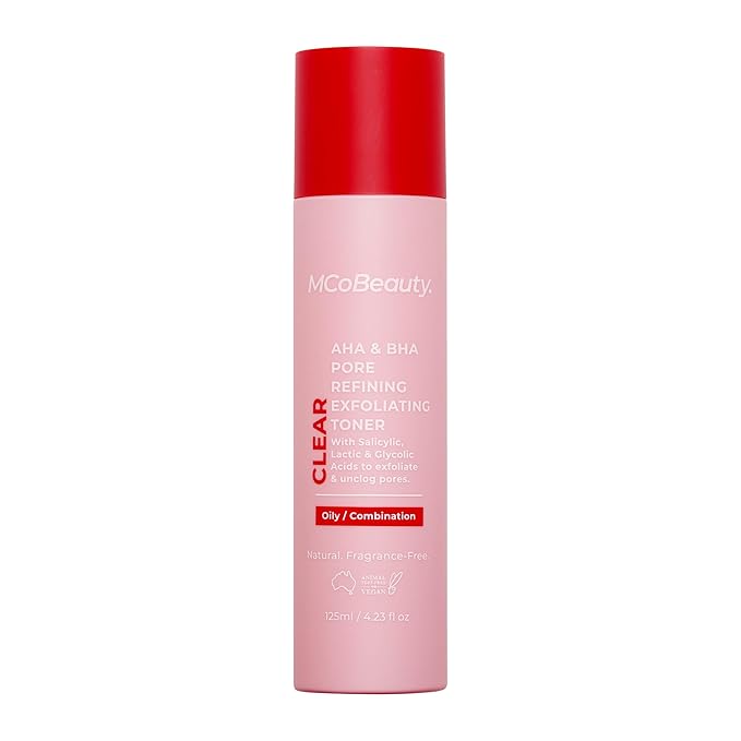 MCoBeauty - AHA & BHA Pore Refining Exfoliating Toner - Brightening, Clarifying & Skin-Smoothing Treatment for Clear, Balanced Complexion - Skin Care, Exfoliate for Face