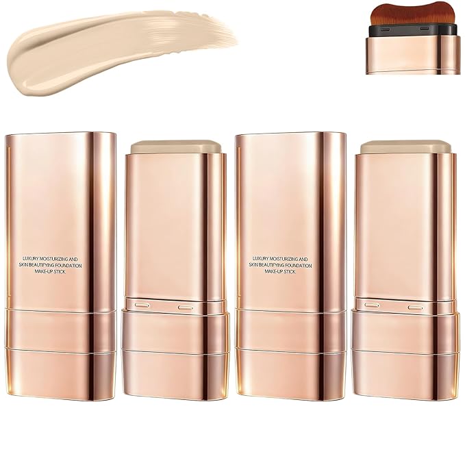 2Pcs Luminous Dual-Ended Concealer Foundation Stick,Foundation Stick Korean 3 in 1, Multi-use Double Head Foundations Make up Sticks,Lightweight,Brightens,Long-Lasting for All Skin Types(#01)