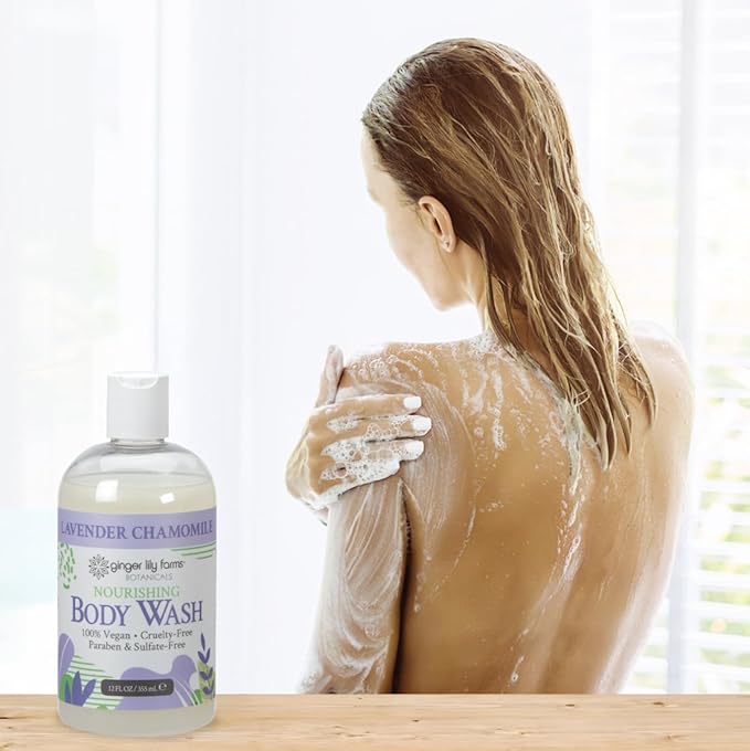 Ginger Lily Farms Botanicals Nourishing Body Wash, 100% Vegan & Cruelty-Free, Lavender Chamomile Scent, 12 Fl Oz