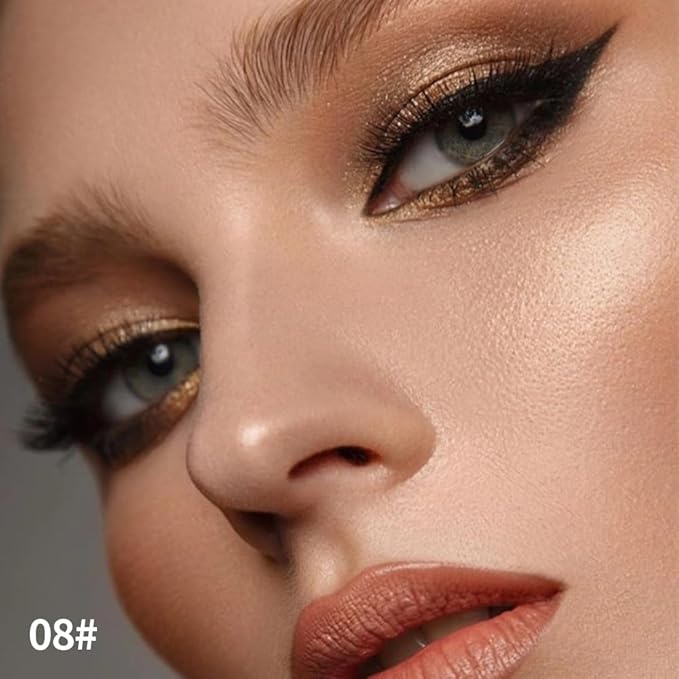 Shimmer Eyeshadow Stick –Mocha Taupe Dual-Ended Creamy Pearl Eye Shadow Pencil with Built-In Smudger, Waterproof Long-Lasting High Pigment Eye Makeup for Smooth Glide 08#