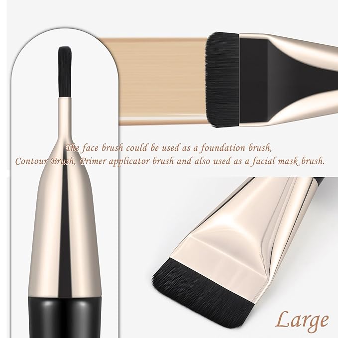 KINGMAS 2Pcs Flat Foundation Brush, Korean Spatula Facial Makeup Brush, Ultra Thin Concealer Contour Brush for Liquid Cream Blending