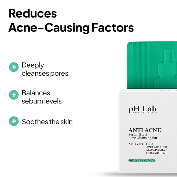 pH Lab Combination & Acne-Prone Skin Routine Set, Zero Pore Tightening Toner Pad, Anti Acne Serum with Azelaic Acid, Anti Redness Serum, Acne Cleansing Bar, Purifies and Soothes the Skin