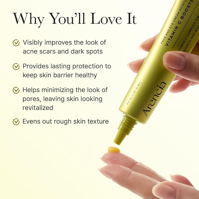 Arencia Vitamin C Booster Shot Serum with Glutathione, Niacinamide and Vitamin E for Dark Spot Care, Fine Lines & Wrinkles, Glass Skin, Korean Skincare 10ml/0.33 fl.oz