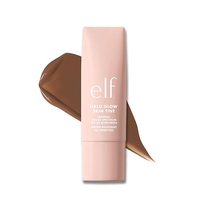 e.l.f. Halo Glow Skin Tint SPF 50, Tinted Moisturizer For Light, Buildable Coverage, Creates A Natural Glow, Vegan & Cruelty-Free, 14 Deep Warm