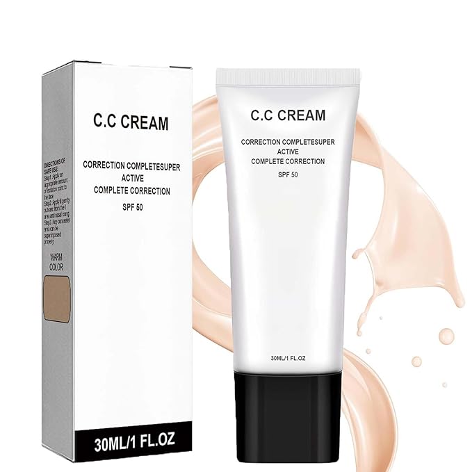 Skin Tone Correcting CC Cream Spf 50,Hydrating Face Makeup Primer,Brightening Waterproof Long Lasting Lightweight Concealer For Women,Suitable All Skin Types 1 fl oz (1pcs)