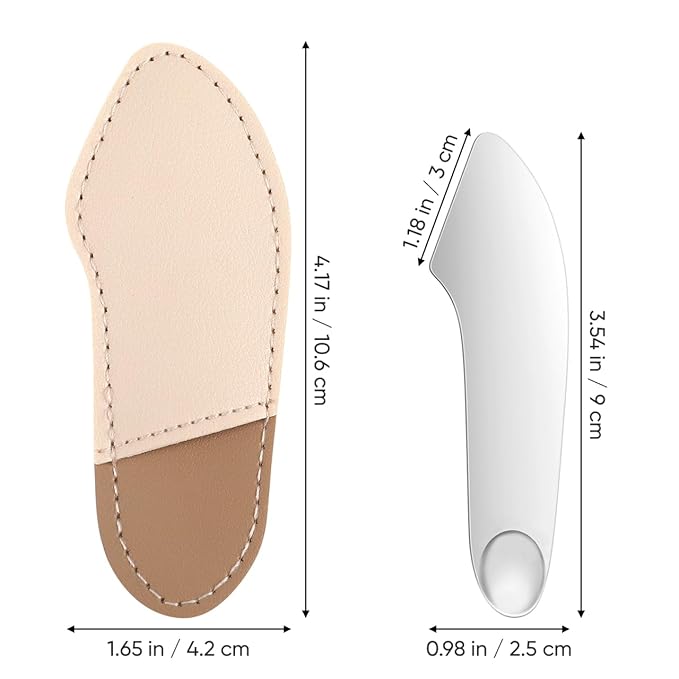 POPETPOP Makeup Spatula, 2-Way Foundation Spatula with Leather Case, Stainless Steel Skin Care Tool for Precise Application and Hygienic Makeup, Korean Cosmetic Tool