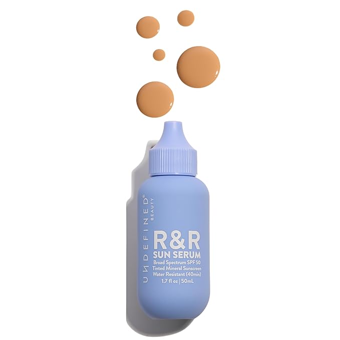 Undefined R&R Sun Serum SPF 50 PA++++ Tinted Mineral Sunscreen with Niacinamide, Water Resistant Broad Spectrum Protection & Blue Light Defense (Medium Tint)