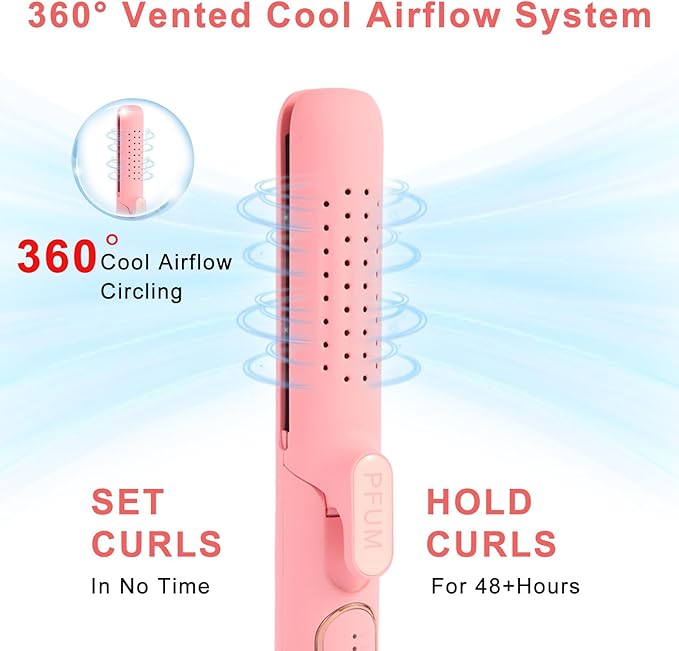 2 in 1 Hair Straightener and Curler, Airflow Styler Curling Iron - Titanium Flat Iron Hair Straightener for Long-Lasting Curls and Straightener, Dual Voltage & Adjustable Temps 360° Curling Wand