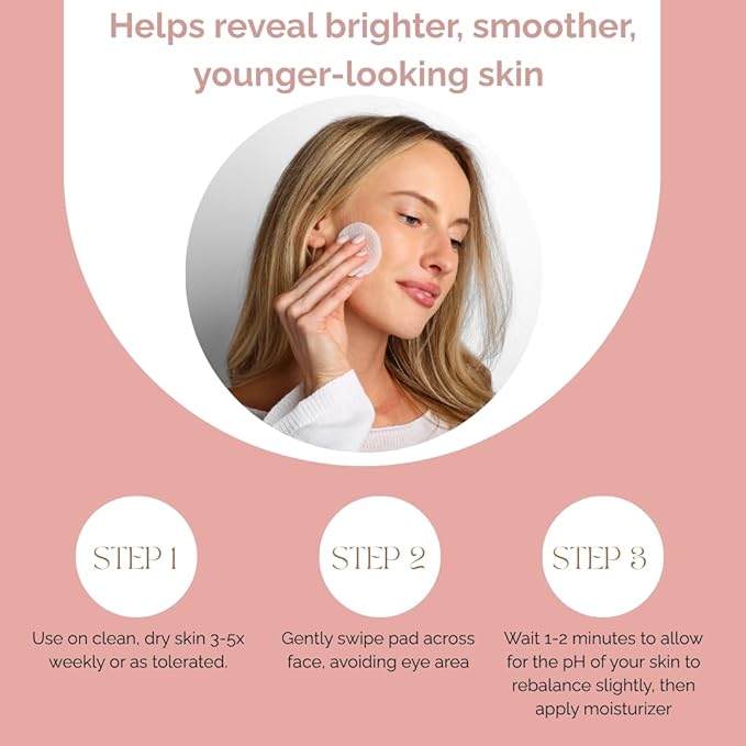 Multi Acid Toner Pads, Exfoliating Face Pads with Glycolic, Lactic, Mandelic, Kojic, & Salicylic Acid. Skin Pore Reducing, Toning, Resurfacing Facial Treatment for Wrinkles & Dull skin-50 Count